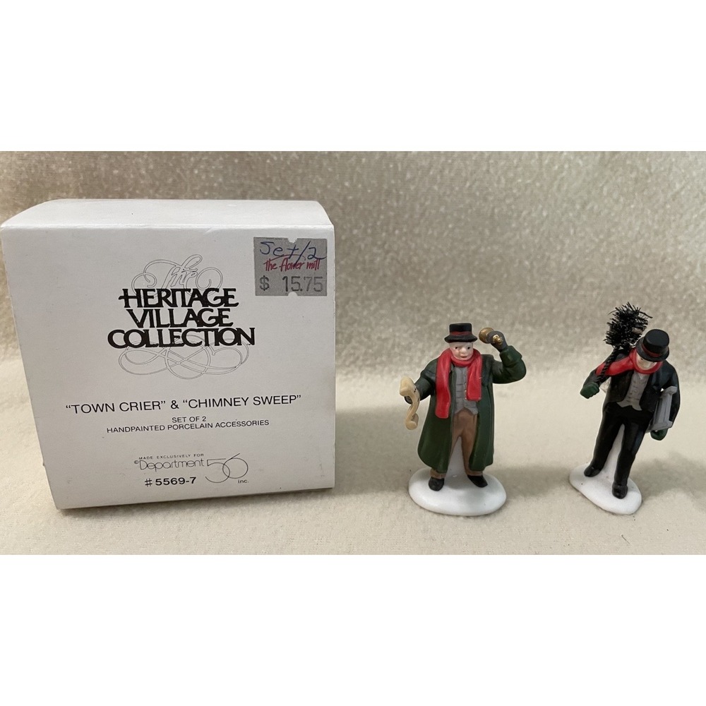 Dept 56 Town Crier & Chimney Sweep Heritage Village Collection Set Of 2 5569-7